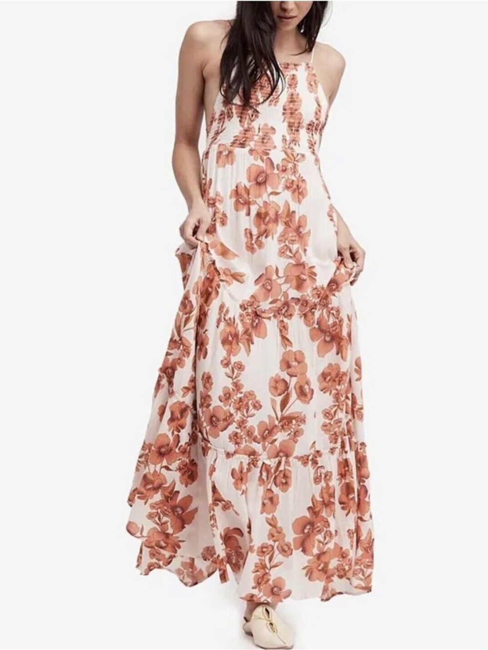 Free People Garden Party maxi dress orange floral - S